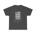 I Like Dogs, Guns and Maybe 5 People Tee — Distressed American Flag